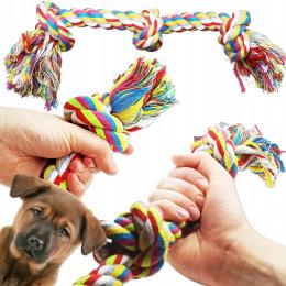 Sznur Szarpak Zabawka dla Psa Szczeniaka 3 węzły do Przeciągania Mocny 38cm