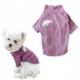 Cienki sweterek z golfem Fuzzy Xs Różowy