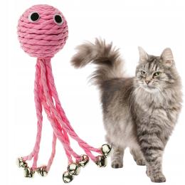 Zabawka dla kota Ośmiornica octopus z dzwoneczkami sizalowa interaktywna