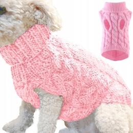 Sweter Sweterek różowy Bluza ciepła Ubranko Dla Psa Kota na zimę Golf M