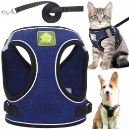 Lekkie Szelki Bezuciskowe z Odblaskami Smycz 1,5m dla Kota Psa