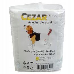 Cezar Pampersy pieluchy dla suczki L 12 szt. obwód suczki 34-46 cm