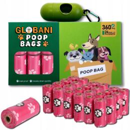 360 szt. Różowe Zapachowe Worki Biodegradowalne Woreczki na odchody etui