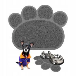 Podkładka pod miski dla psa kota zwierząt Antypoślizgowa Mata Łapka Szara