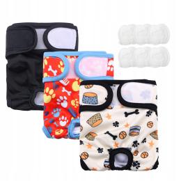 Pieluchy Dla Psów Wielokrotnego Użytku Zestaw 3 Sztuk Pranie W Pralce r S