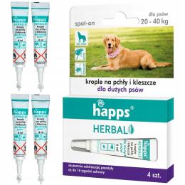 Happs Herbal Krople 4X Kleszcze Pchły Pies 20-40KG