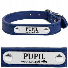 Gruba miękka Obroża Adresówka dla psa Z Grawerem Imieniem i numerem 44cm M