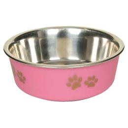 Miska Metalowa Dla Psa Łapki 0,48L Różowa