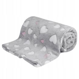 Kocyk Dla Psa Kota Polarowy Miękki W Serca 100x70 CM Do Legowiska