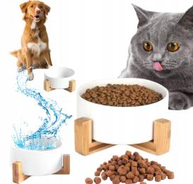 Miska dla psa kota M z podkładką Miseczka ceramiczna 51 biała