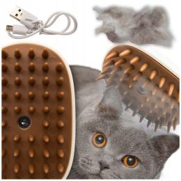 Masażer Szczotka Parowa dla Kota Do Wyczesywania Sierści Beżowa -para Wodna