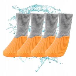 Kalosze skarpety z gumową podeszwą dla psa pomarańczowo-szare 4 sz M 4.3cm