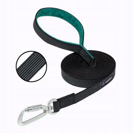 Smycz dla psa dużego psa linka treningowa gumowana 10m czarna Rascal