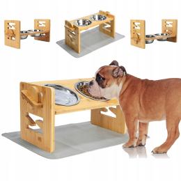 Miska dla Psa Kota Podwójna Miski Metalowe na Stojaku Regulowane Podkładka