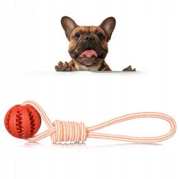 Szarpak z gryzakiem zabawka dla psa piłka sznur