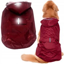 Kurtka Przeciwdeszczowa dla Psa Odblaskowa Spacerowa Bordowa Płaszcz M