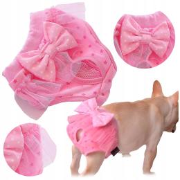 Majtki Dla Psa Na Cieczkę Pieluchy dla Suczek Majteczki Różowe Groszki S