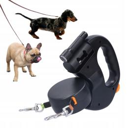 Podwójna Smycz Dla Dwóch Pów Automatyczna Czarna Zwijana Taśma