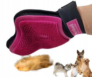 Rękawica do Czesania i Masażu dla Psa, Kota Dwustronna, Różówa Nowinka