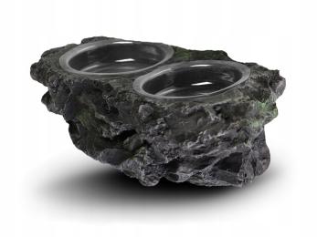 Miska wisząca Lekka podwójna do terrarium dla gekona jak wiszący kamień