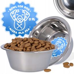 Miska Psa Kota Zwierząt 0,9 Miseczka Metalowa Wodę Karmę Stali Nierdzewnej