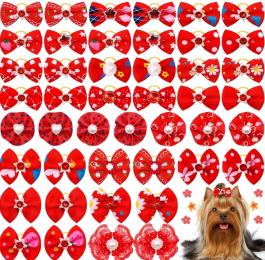 Spinka dla psa kokardka dla psa yorka shih tzu kolor czerwony 10 sztuk
