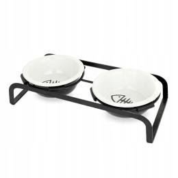 BarryKing Zestaw 2 misek, dla kota, na stojaku metalowym, cermiczne, 12cm
