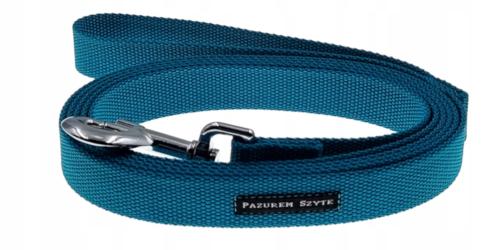 Pazurem Szyte smycz tradycyjna miejska 25mm 2,5cm 2m turkusowa mocna pp