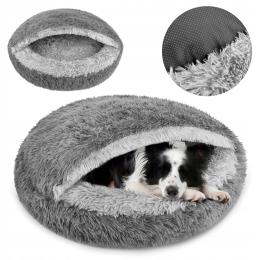 Legowisko Dla Psa Okrągłe 70 CM Z Funkcją Śpiwora Duże Posłanie L