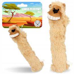 Zabawka 34cm Szarpak Gryzak Pluszak Piszczący Przytulanka Miś Długi Parówka