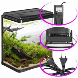 Małe Akwarium Z Oświetleniem Czarne Bardzo Łatwa Obsługa
