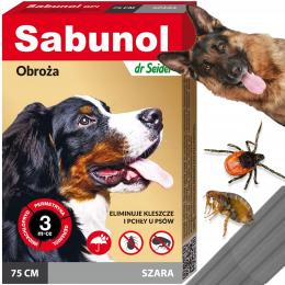Sabunol Skuteczna Obroża dla Psa na Pchły Kleszcze szara na 3 Miesiące 75cm