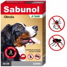 Obroża na kleszcze pchły dla psów Sabunol Szara 50cm