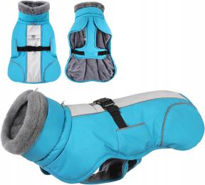 Konvinit Wodoodporny Zimowy Płaszcz Dla Psa Kurtka Ocieplana L Niebieski