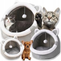 Domek Dla Kota Pluszowy Legowisko Ciepłe Kojec Zabawka Piłeczka Poduszka