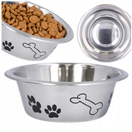 Miska dla psa kota metalowa na karmę wodę ze stali 0,75l srebrna Ø16 cm