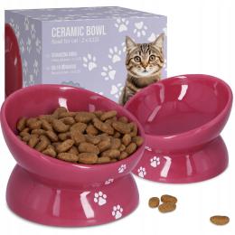 2x Miska Psa na Stojaku Ceramiczna 0,15 l Podwyższona Wysoka Miseczka Kota