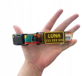 Adresówka dla psa wsuwana na obrożę szelki elastyczna gumowa cicha 2,5 cm