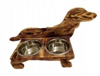 Stojak na miski- 2 miski na stojaku- jamnik duży