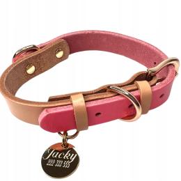 Obroża dla psa Skóra Z Imieniem Loopy 2CM-M róż