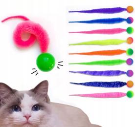 Piłka Z Ogonkiem Skacząca Zabawka Dla Kota Kolorowa Gumowa Piłeczka