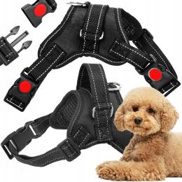 Szelki Dla Psa Regulowane Obroża Uchwyt Na Spacer Lekki Bezuciskowy Mocny M