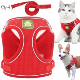 Lekkie Szelki Bezuciskowe z Odblaskami Smycz 1,5m dla Kota Psa