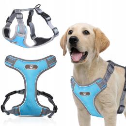 Mocne Lekkie Szelki Bezuciskowe dla Psa Regulowane Odblaskowe XL