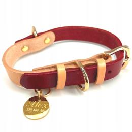 Obroża dla psa Skóra Z Imieniem Loopy L bordo
