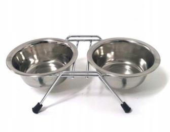 Barry King Miski nierdzewne na stojaku miska na karmę wodę dla psa 0,9 L