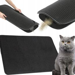 Mata Pod Kuwetę Wycieraczka Dla Kota Dwuwarstwowa Szara Duża XXL 60x45 cm