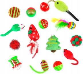 Wielki Zestaw 17 Świątecznych Zabawek Dla Kota Gryzaki Dzwoneczki Myszki