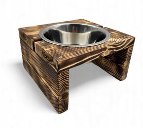 Miska dla psa na podwyższeniu z drewna stal nierdzewna stojak na miski 2,8l