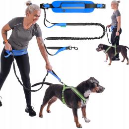 Pas biodrowy nerka saszetka elastyczna smycz do biegania z psem mocna solid